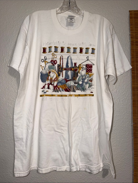 Vintage Tops - Vintage shirt friendship sewn with love bunnies cottagecore teacher homestead